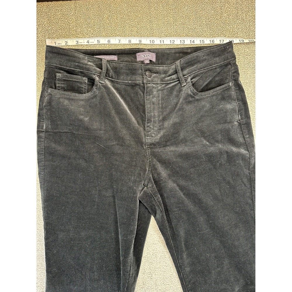 NYDJ Corduroy Pants Womens 14 Black Marilyn Straight Lift Tuck Technology Winter - Picture 6 of 8